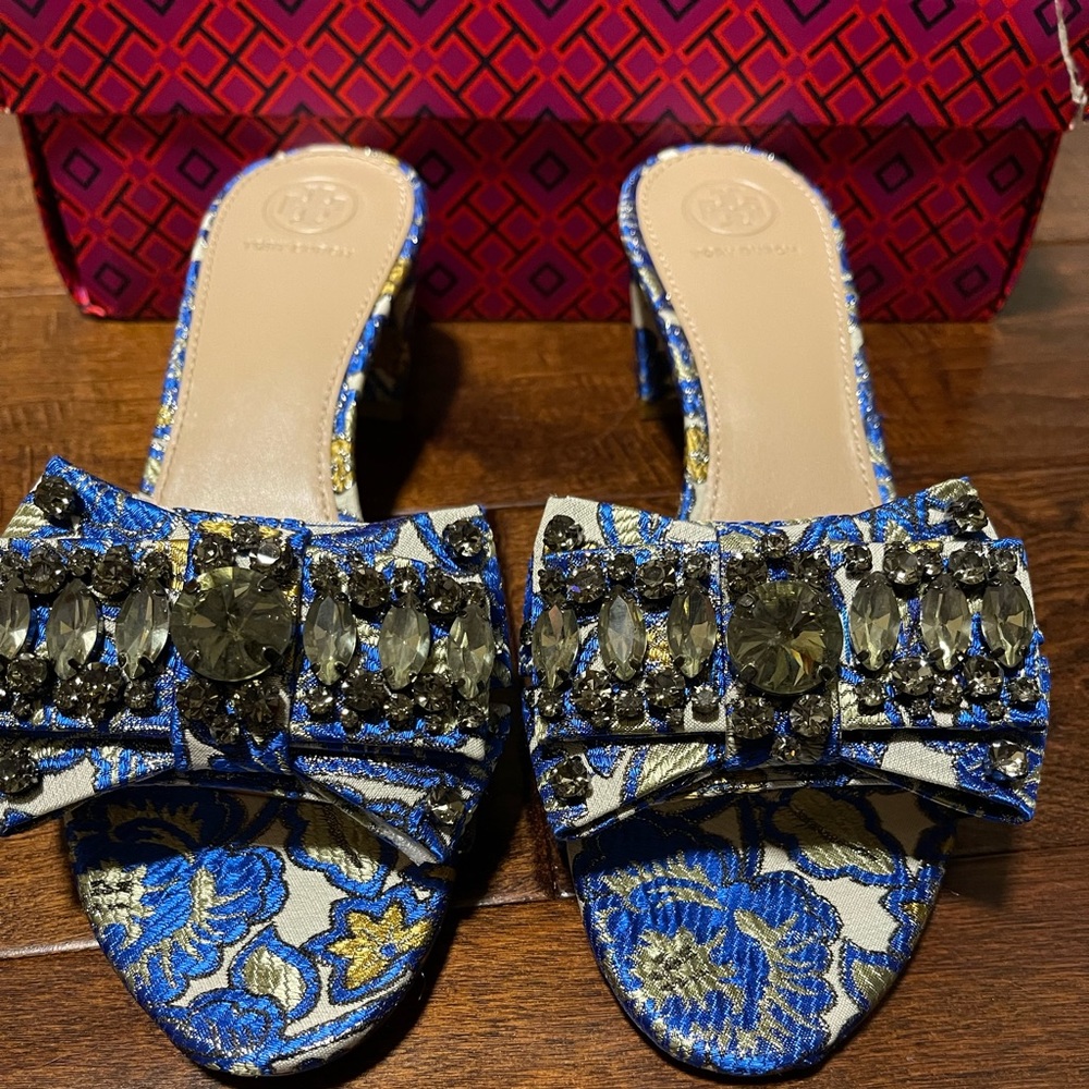 Tory Burch Valentina Jacquard Slide Sandals